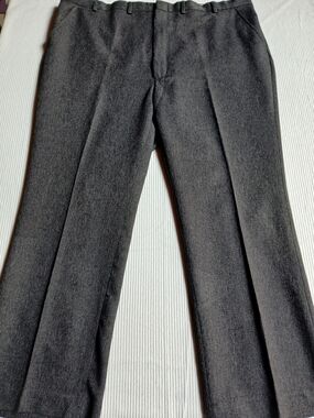 Vintage 70s 80s Sears FlexSlax Trousers Solid Gray Flat Front Full Fit 44 x 29